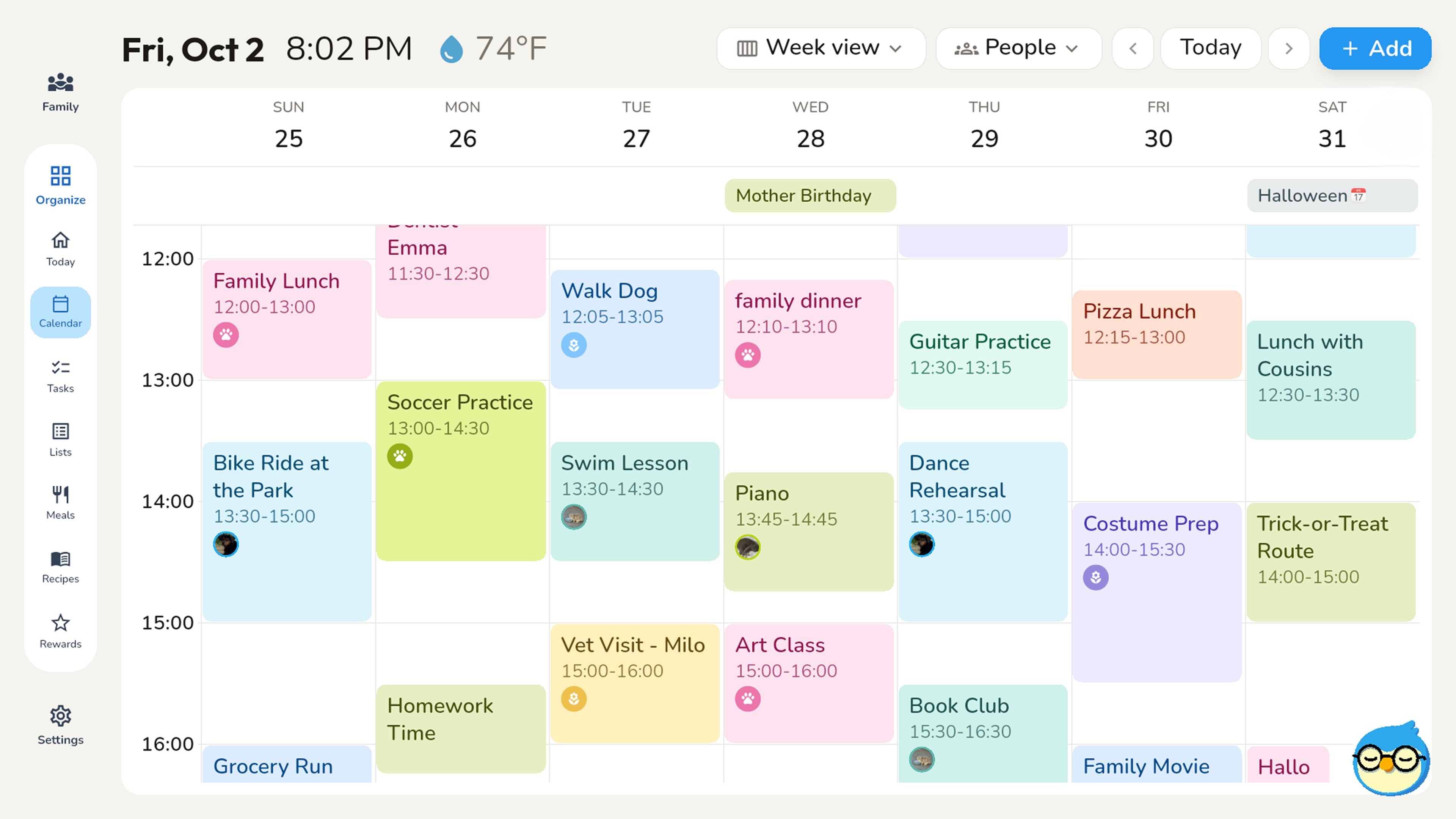 Nestify family calendar